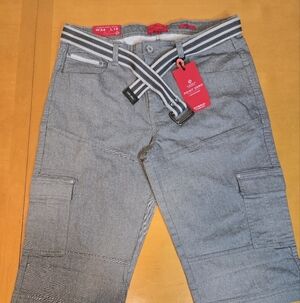 Point Zero Men's Gray Cargo Pants with Belt